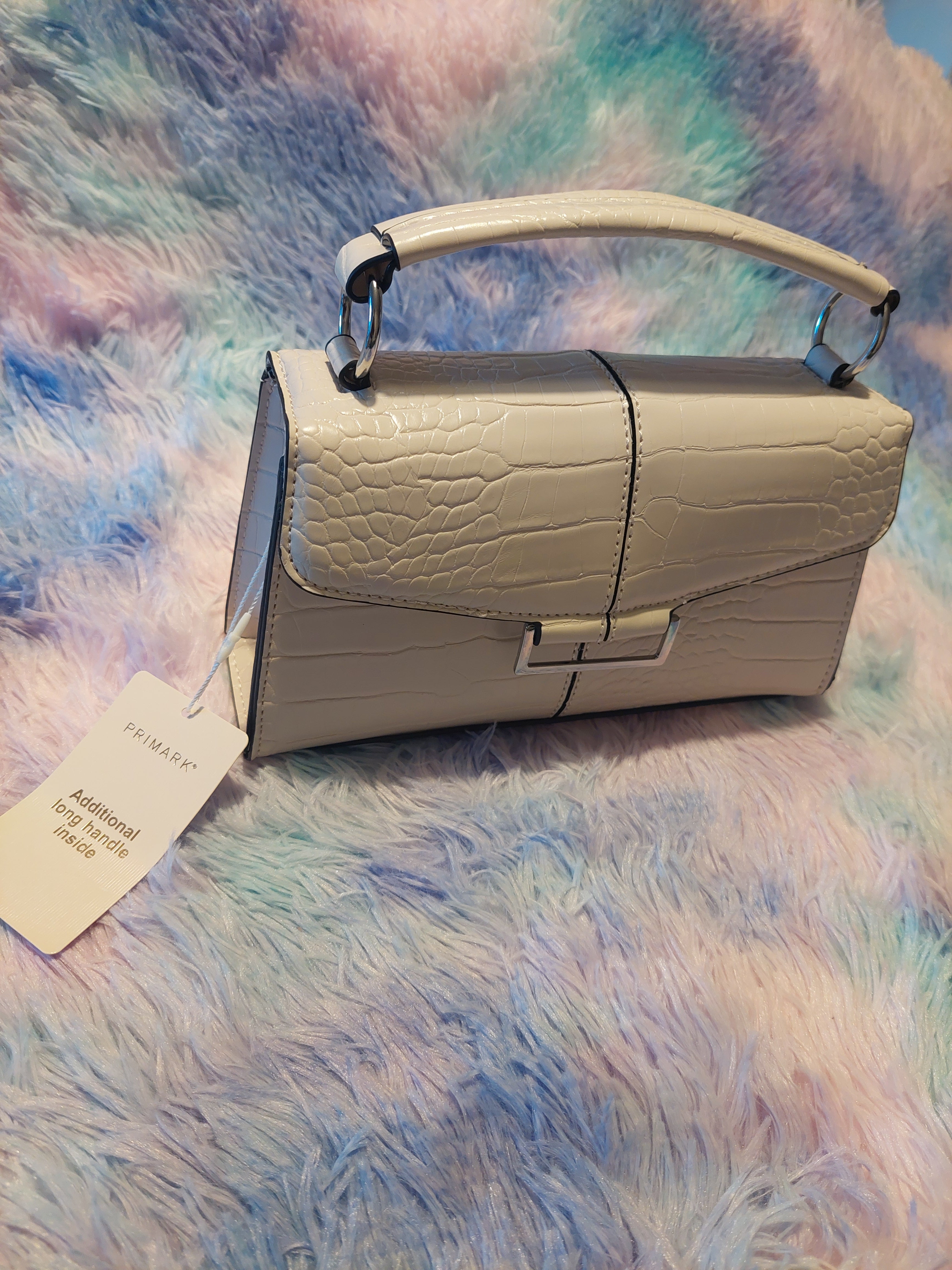 White Shinny Gradient Top Handle Bag