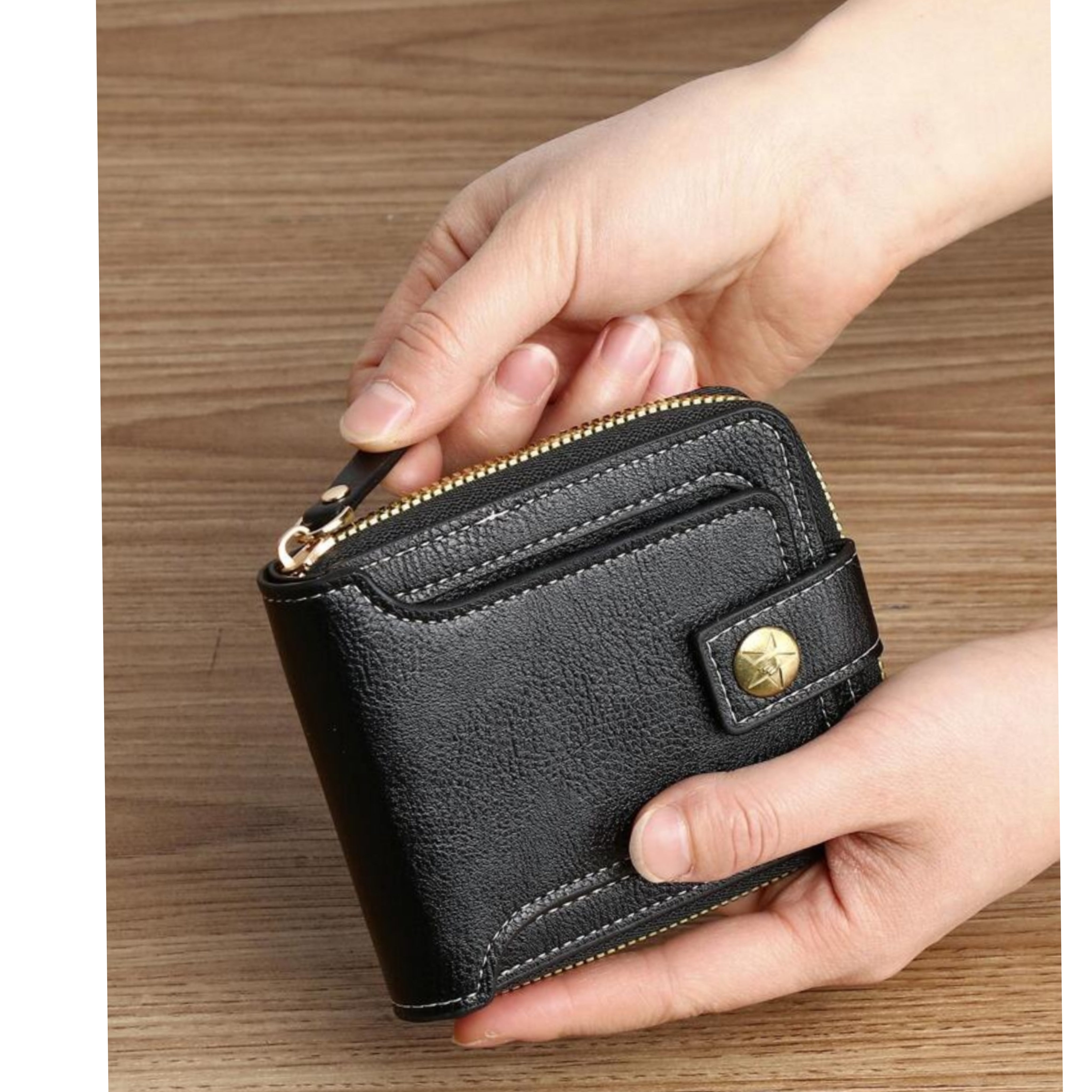 Solid Color Small Wallet Zipper Around