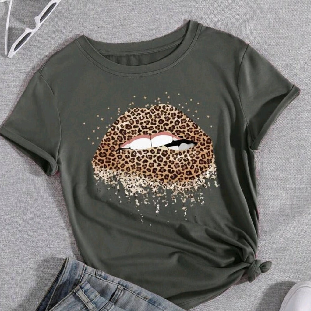 Leopard Lip Print Tee